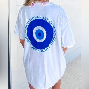 Evil Eye Graphic Tshirt size‎ large “good things are coming” NEW comfort colors